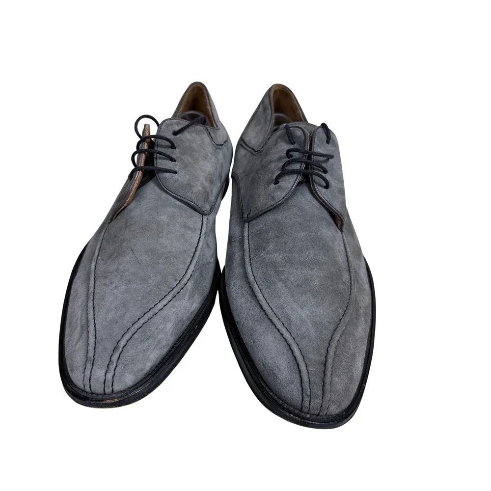 Mezlan Derby Shoes Mens 11M Grey Suede Split Toe Lace Up Dress Spain SKU 11124